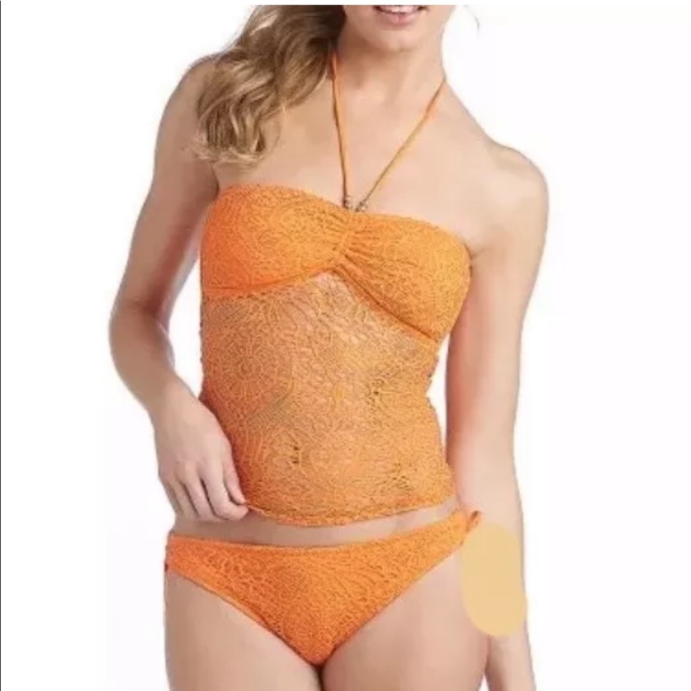 NWT $130 RALPH LAUREN TANKINI CROCHET ORANGE🍊L🍊